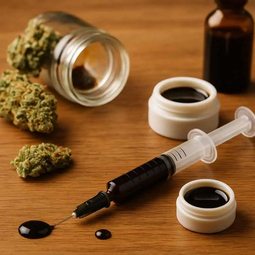 Rick Simpson Oil syringe with cannabis